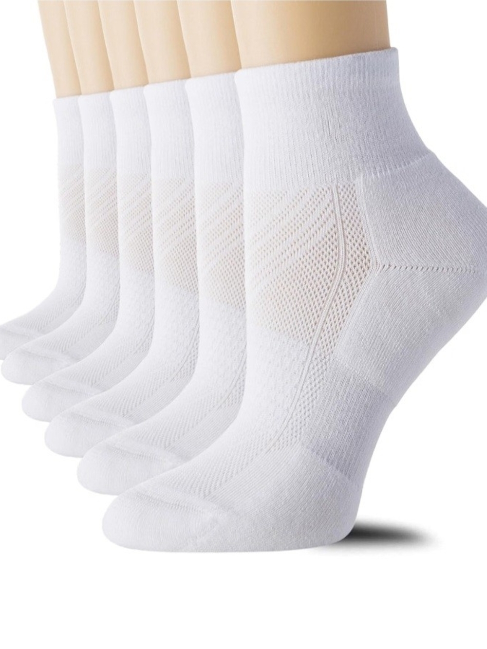 6 Pairs Women’s White Running Ankle Socks Cushioned Athletic Size Small